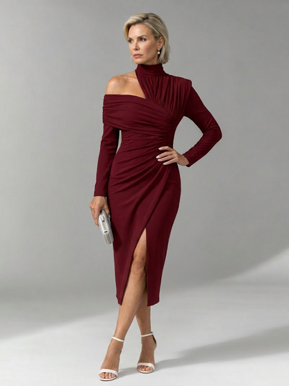 Constance | Blue High-Neck Midi Dress