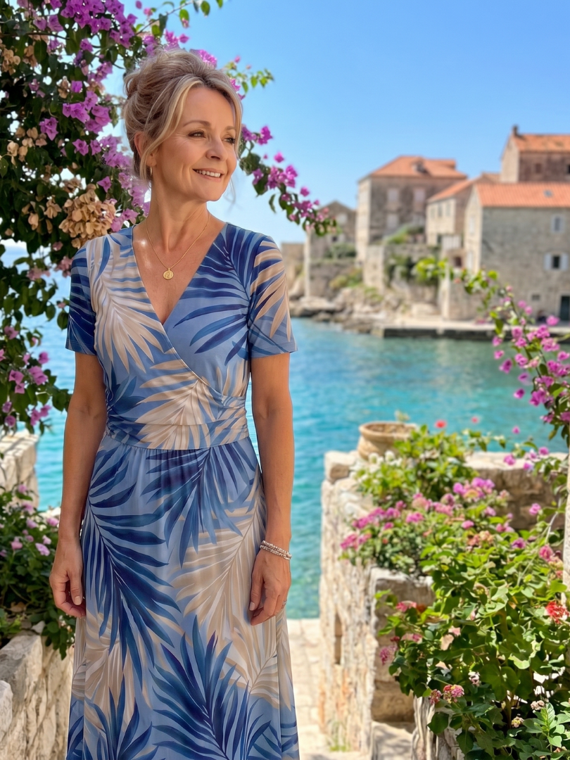 Tracey | Light Blue Floral Print Midi Dress