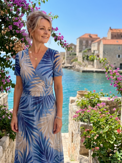 Tracey | Light Blue Floral Print Midi Dress