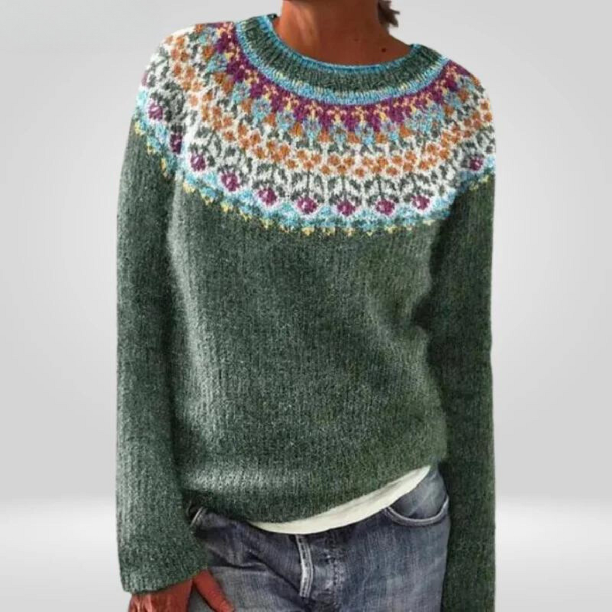 Abigail | Green Fair Isle Knit Jumper