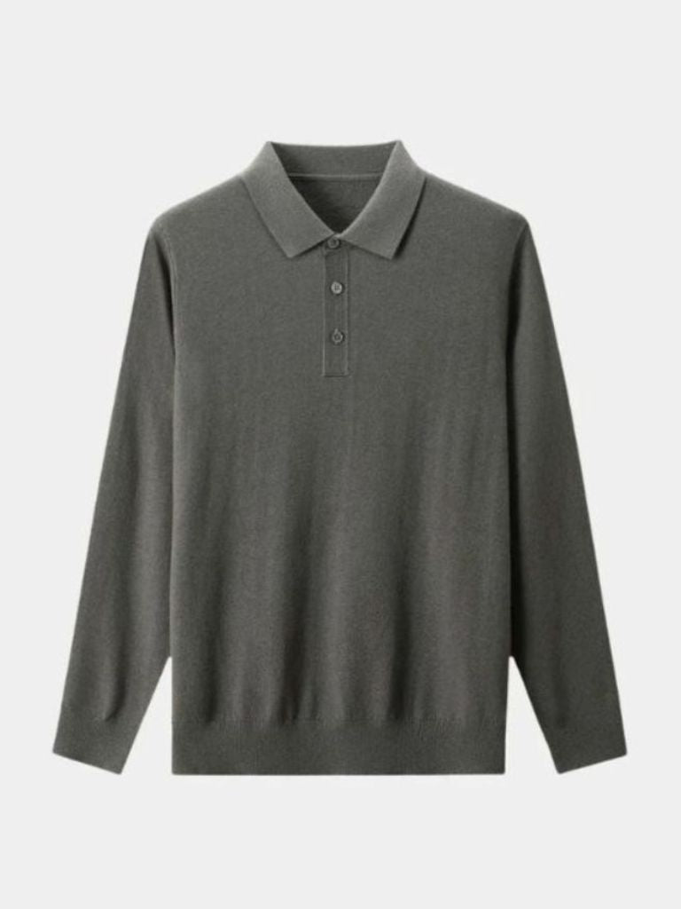 Adrian | Grey Long-Sleeve Polo