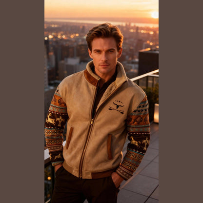 Adrian | Brown Two-Tone Fleece Jacket