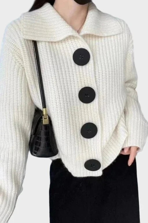 Agnes | Ivory Chunky Button Cardigan