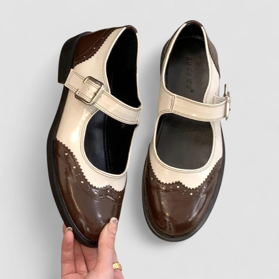 Agnes | Black & Cream Patent Mary Jane Shoes