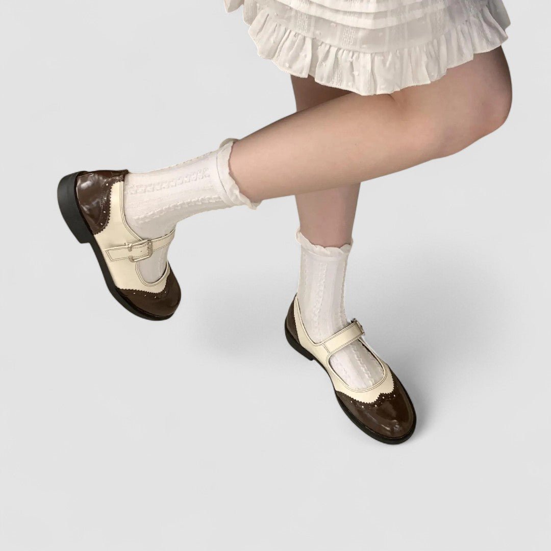 Agnes | Black & Cream Patent Mary Jane Shoes