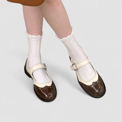 Agnes | Black & Cream Patent Mary Jane Shoes