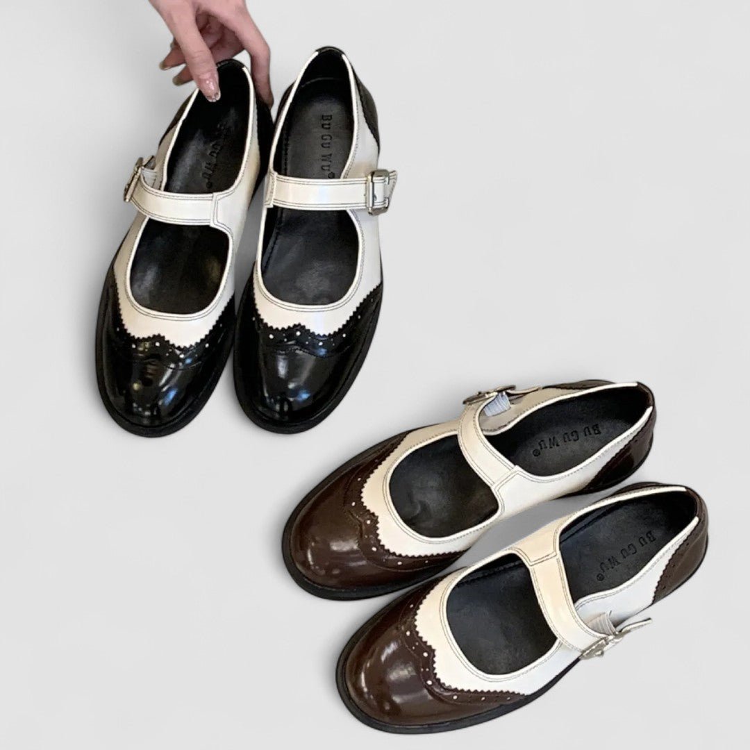Agnes | Black & Cream Patent Mary Jane Shoes