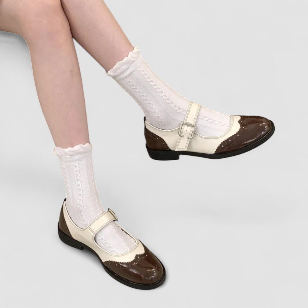 Agnes | Black & Cream Patent Mary Jane Shoes