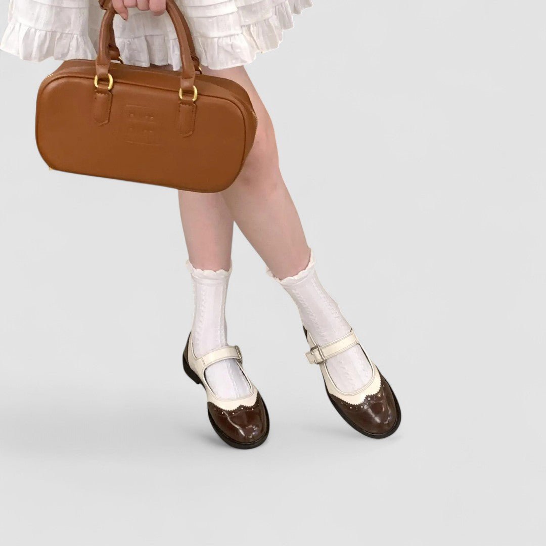 Agnes | Black & Cream Patent Mary Jane Shoes