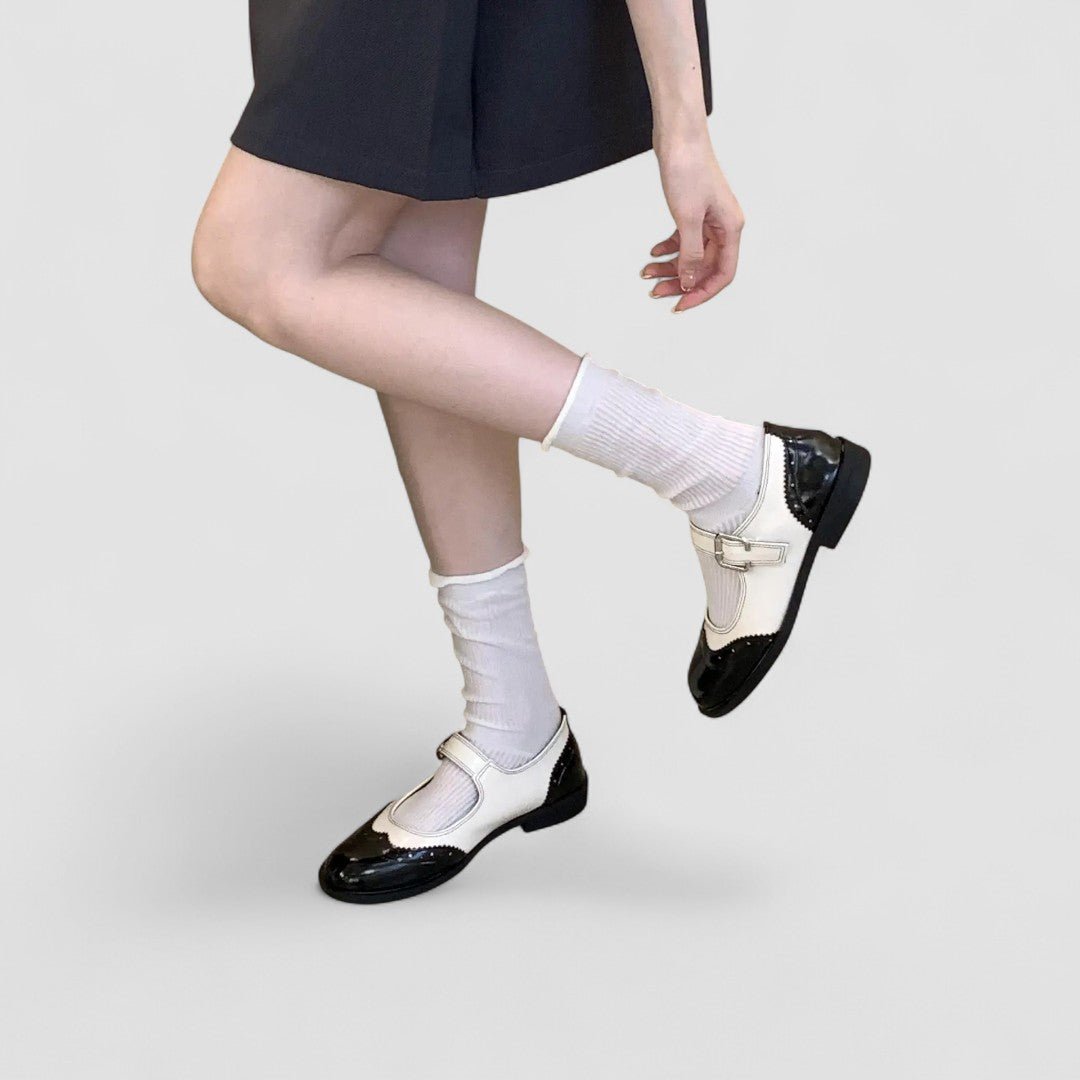 Agnes | Black & Cream Patent Mary Jane Shoes