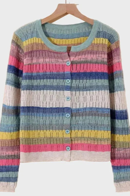 Agnes | Pastel Striped Knit Cardigan