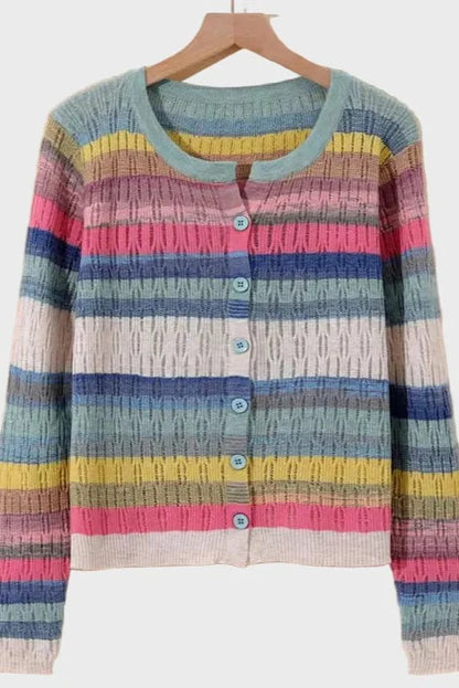 Agnes | Pastel Striped Knit Cardigan