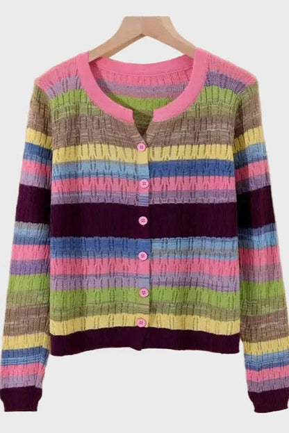 Agnes | Pastel Striped Knit Cardigan