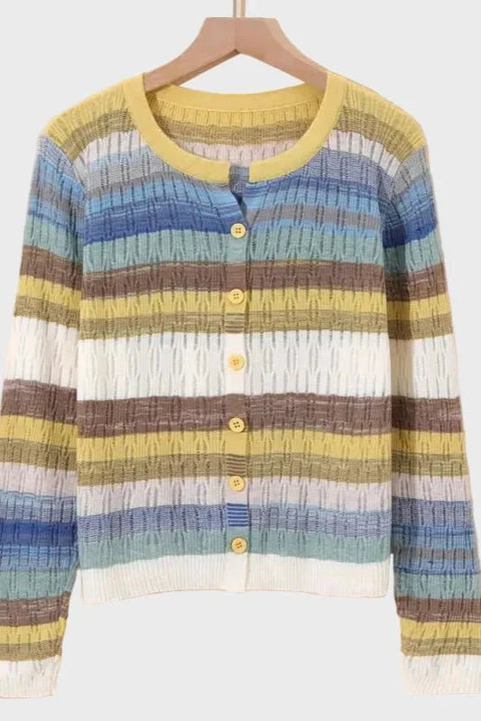 Agnes | Pastel Striped Knit Cardigan