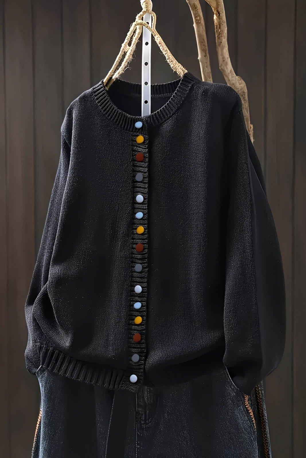 Agnes | Beige Cardigan with Colourful Buttons