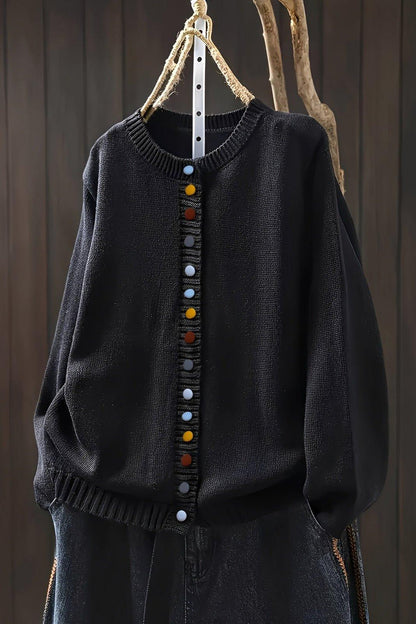 Agnes | Beige Cardigan with Colourful Buttons