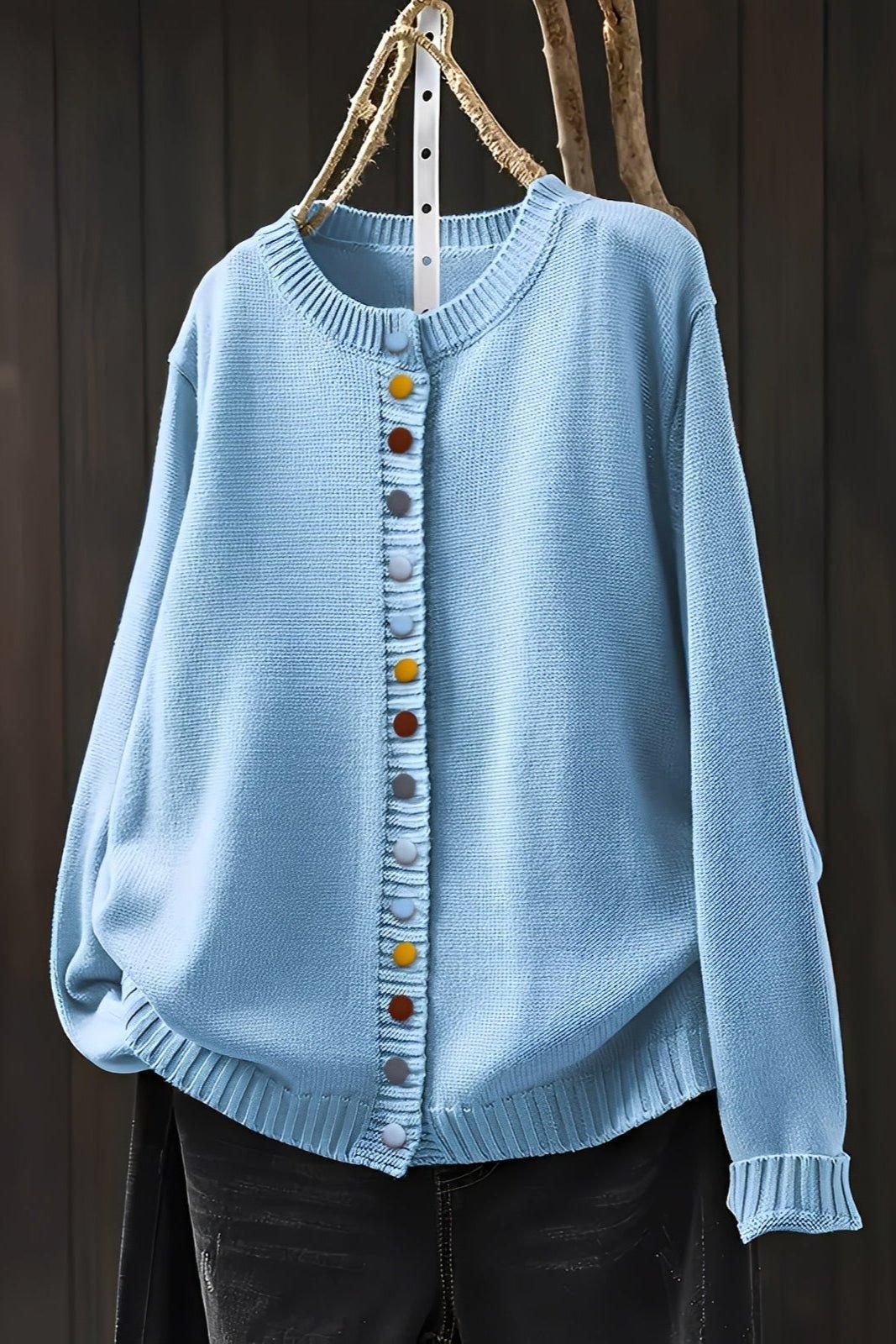 Agnes | Beige Cardigan with Colourful Buttons