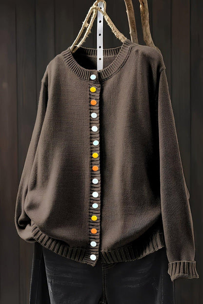 Agnes | Beige Cardigan with Colourful Buttons