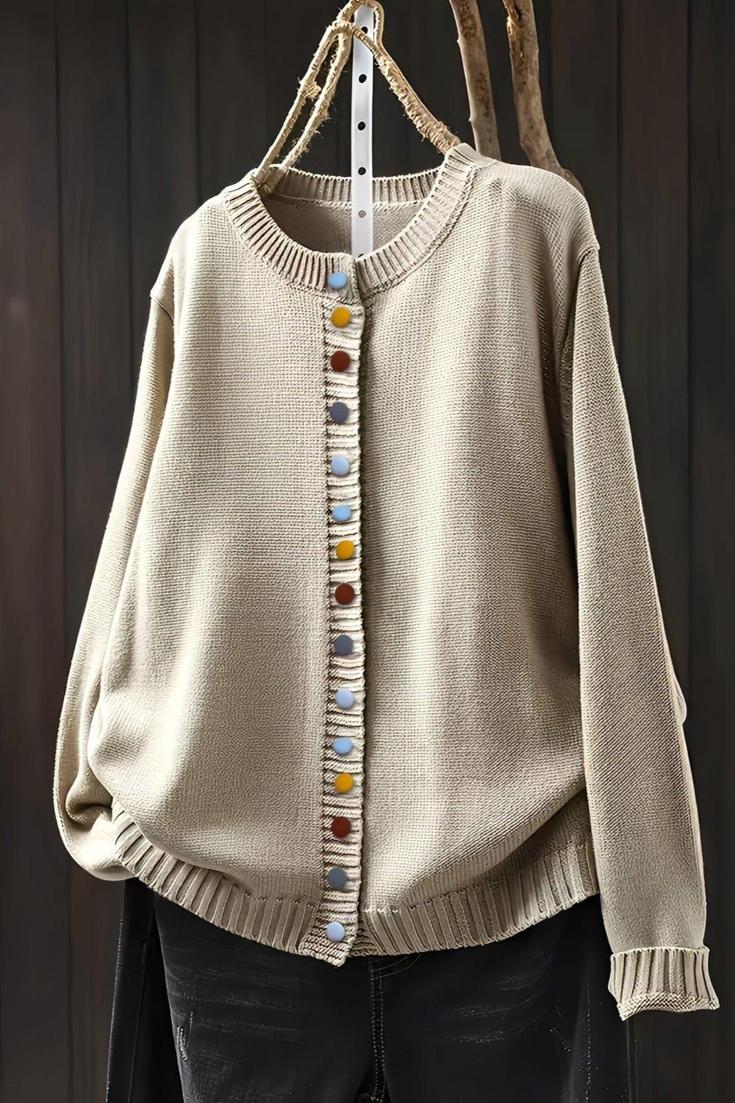 Agnes | Beige Cardigan with Colourful Buttons