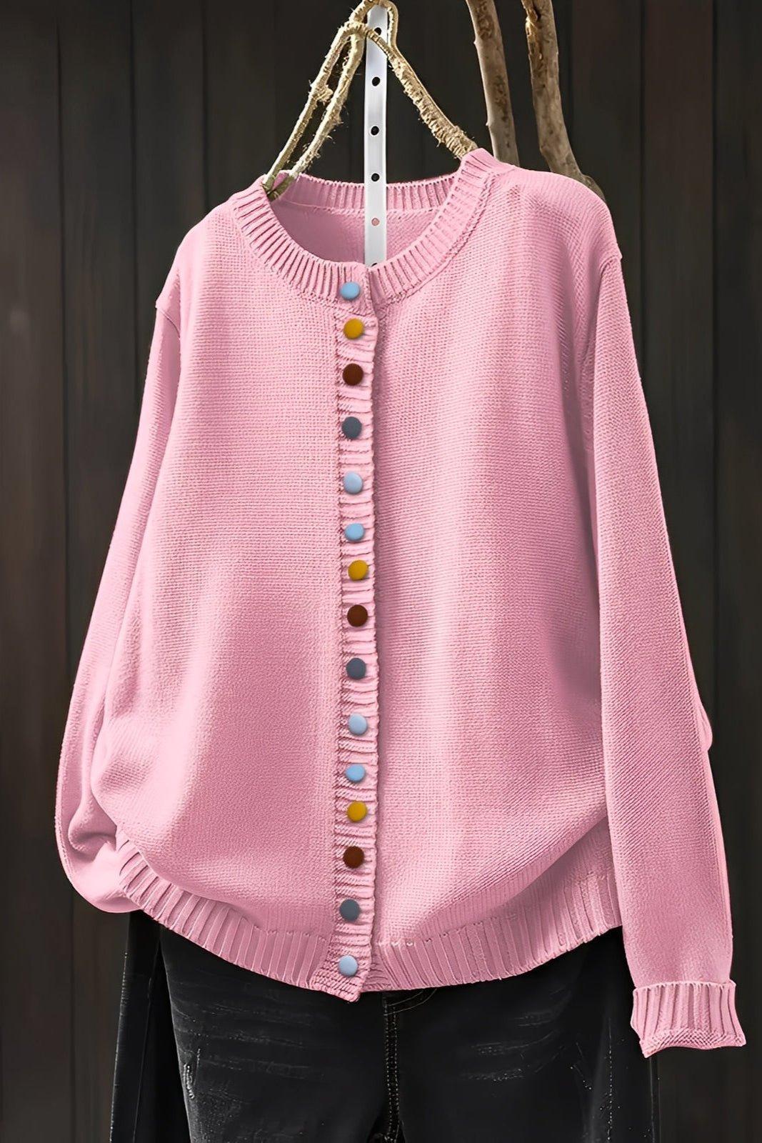 Agnes | Beige Cardigan with Colourful Buttons