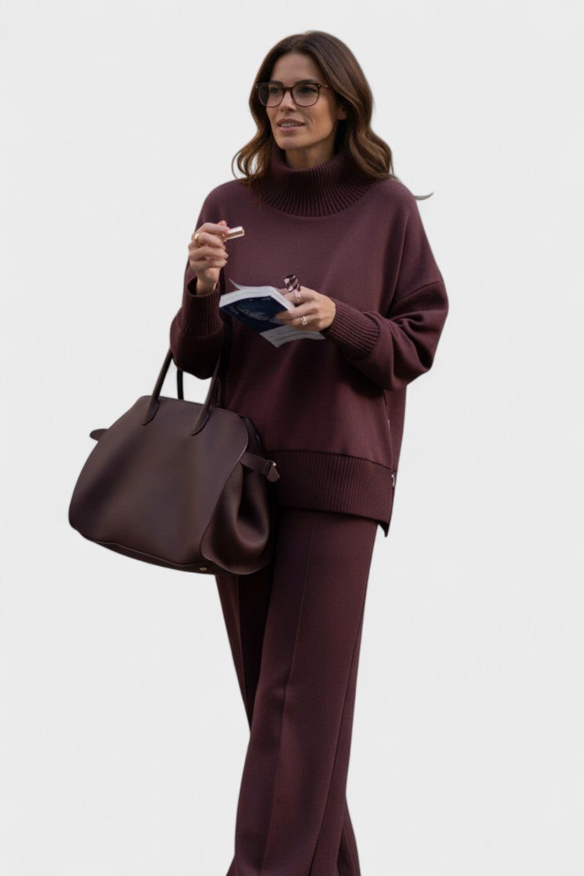 Agnes | Cowl-Neck Knit Trouser Set