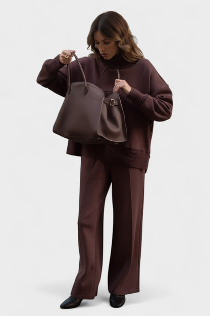 Agnes | Cowl-Neck Knit Trouser Set