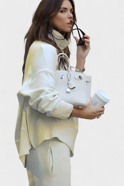 Agnes | Cowl-Neck Knit Trouser Set