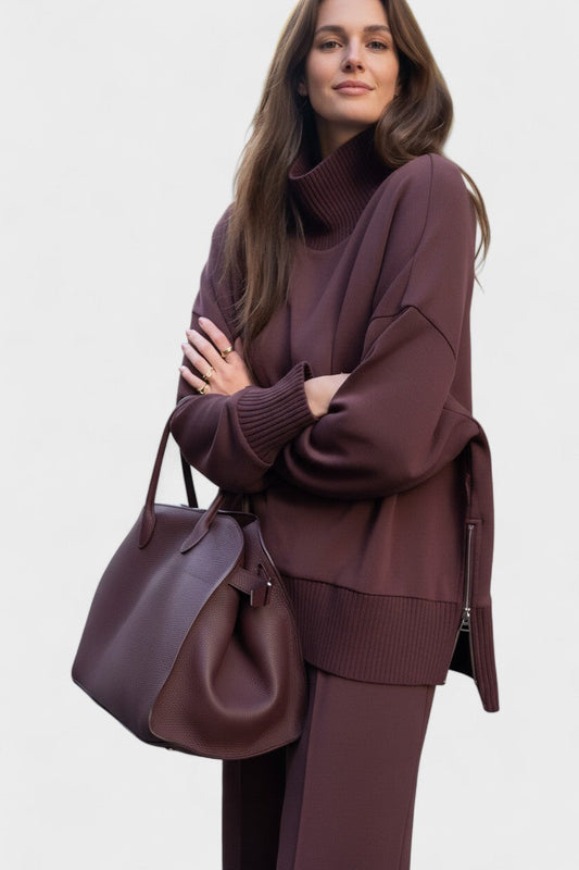 Agnes | Cowl-Neck Knit Trouser Set
