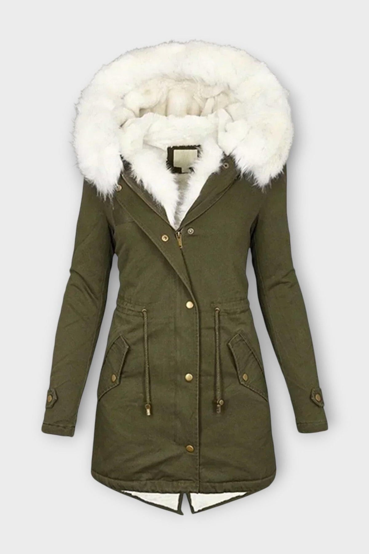 Aisha | Olive Faux-Fur Hooded Parka
