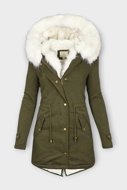 Aisha | Olive Faux-Fur Hooded Parka