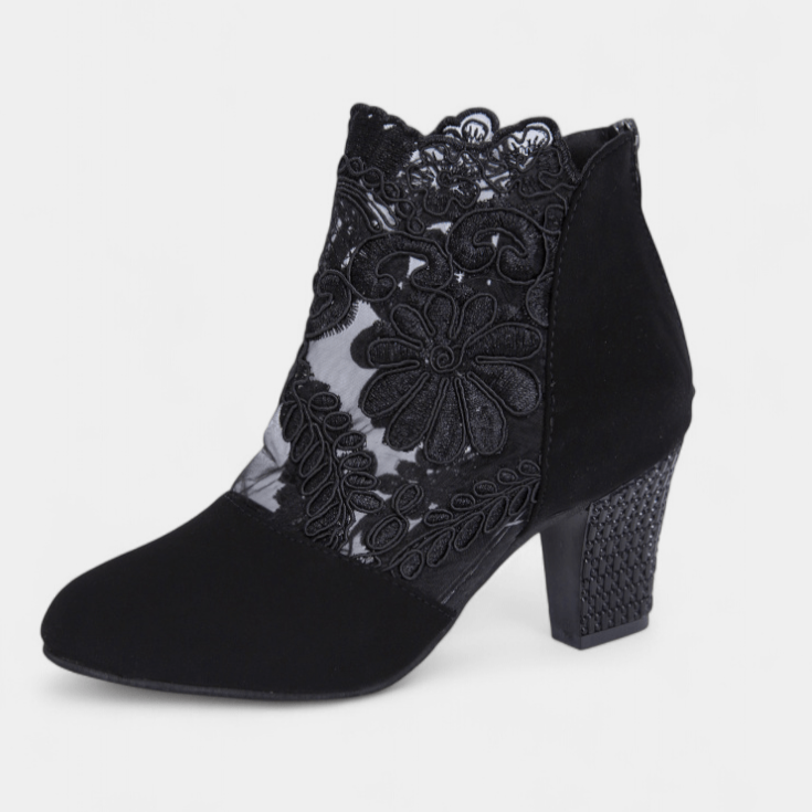 Adrienne | Burgundy Lace Detail Ankle Boots