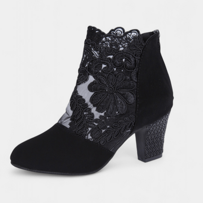 Adrienne | Burgundy Lace Detail Ankle Boots