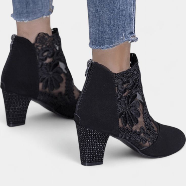 Adrienne | Burgundy Lace Detail Ankle Boots