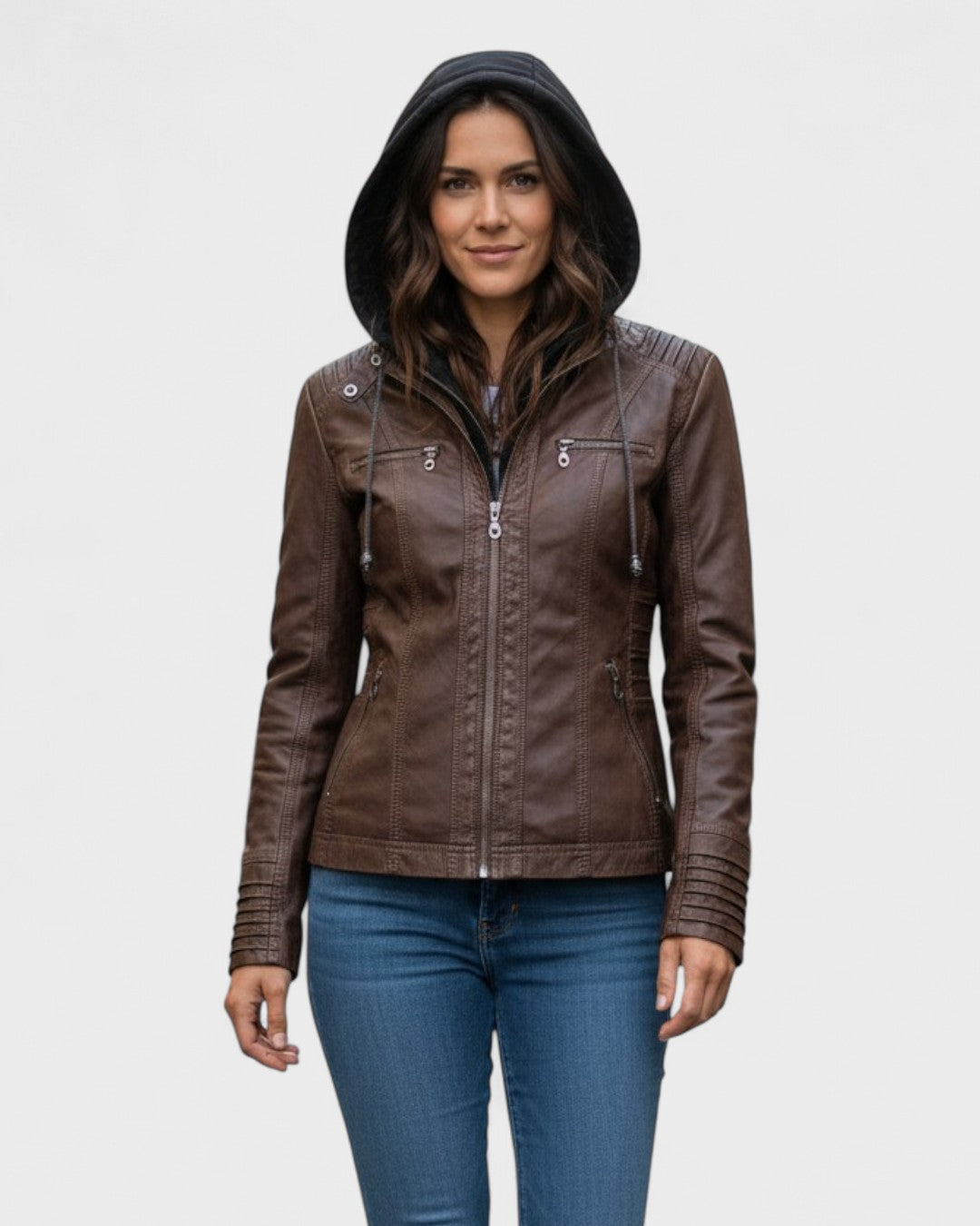 Roberta | Brown Hooded Jacket