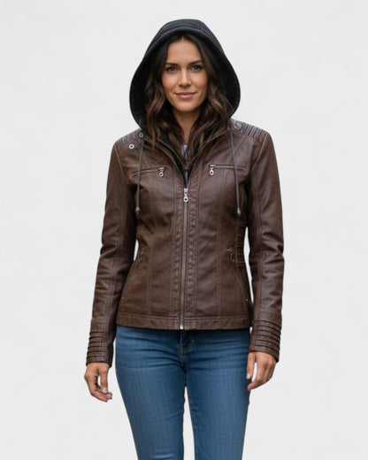 Roberta | Brown Hooded Jacket