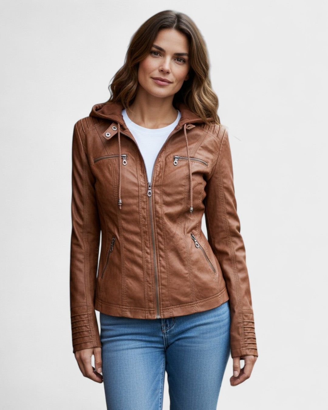 Roberta | Brown Hooded Jacket