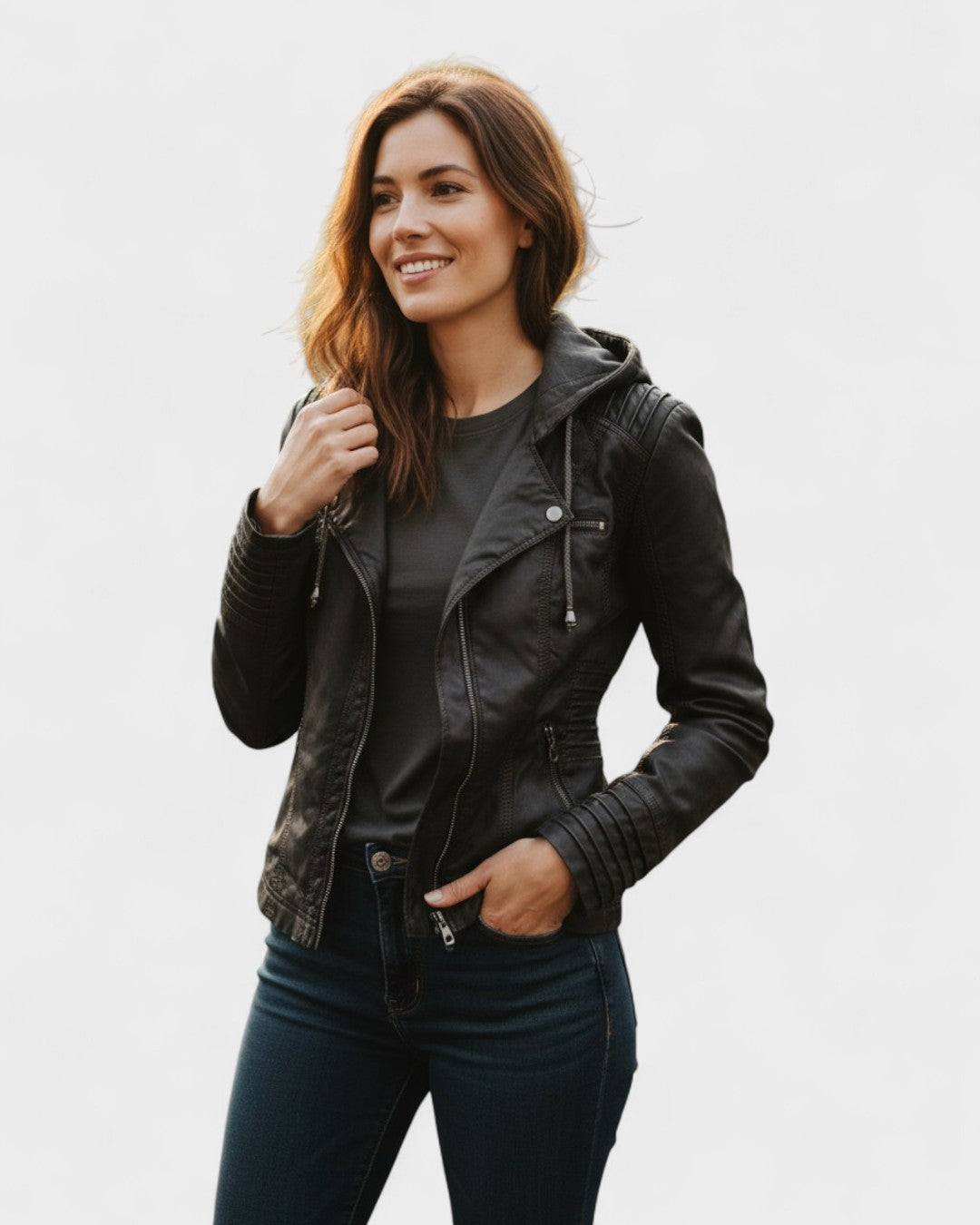 Roberta | Brown Hooded Jacket