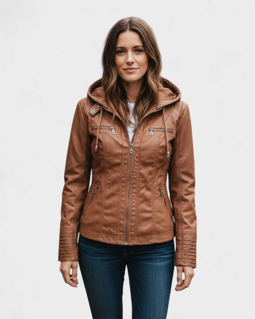Roberta | Brown Hooded Jacket