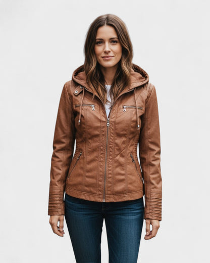 Roberta | Brown Hooded Jacket