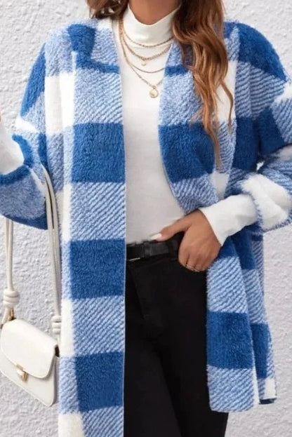 Roberta | Neutral Check Hooded Coat