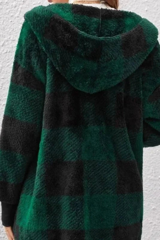 Roberta | Neutral Check Hooded Coat