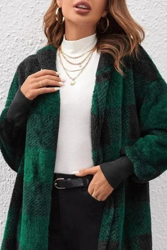 Roberta | Neutral Check Hooded Coat