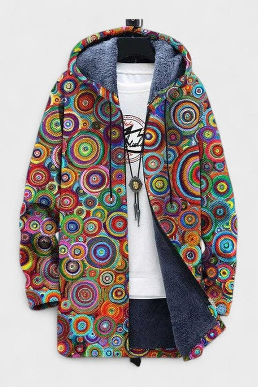 Alana | Colourful Circle Hooded Zip Jacket