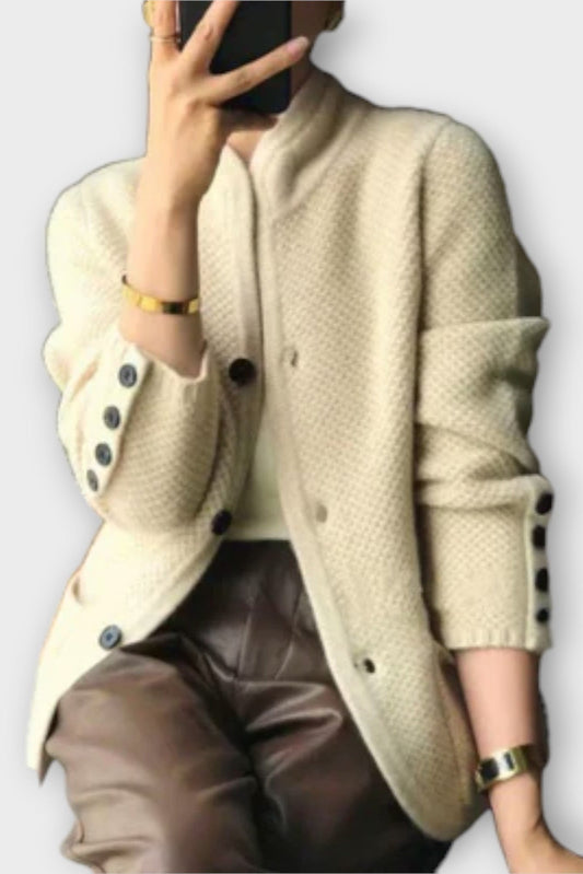 Alissa | Beige Tailored Knit Cardigan
