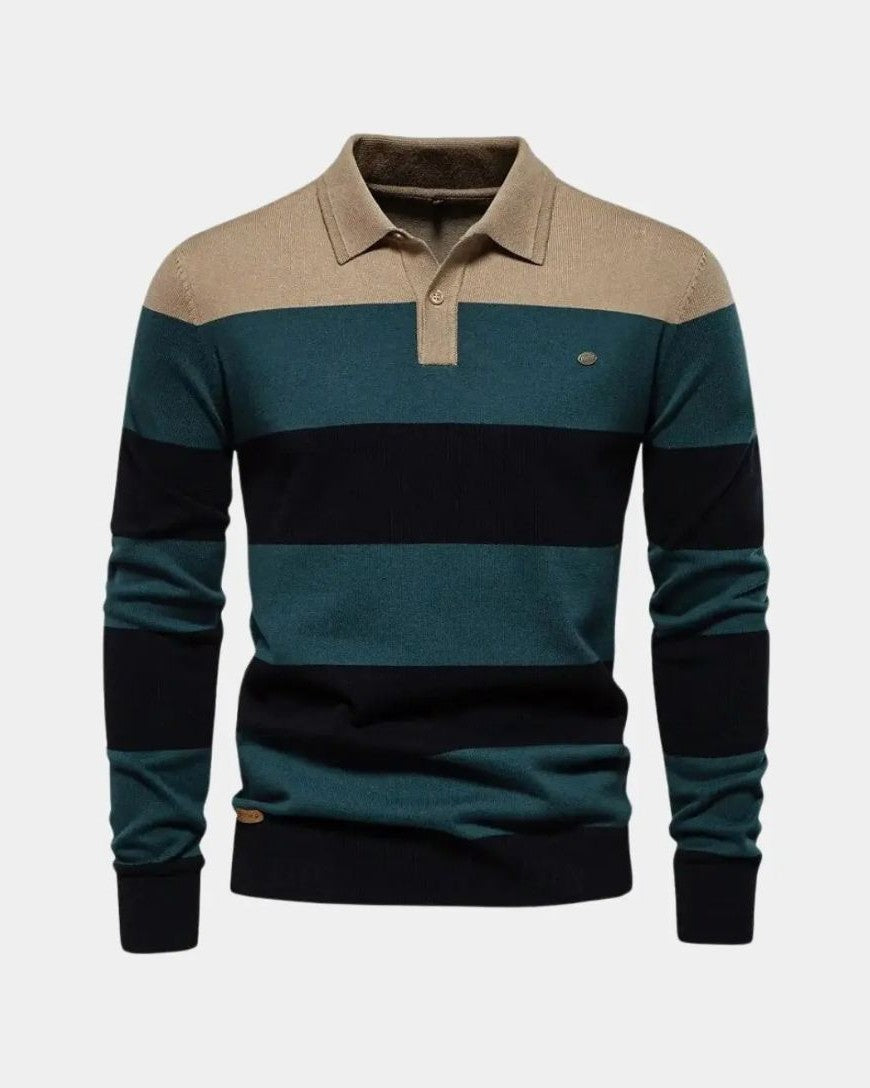 Allan | Striped Long-Sleeve Polo Knit