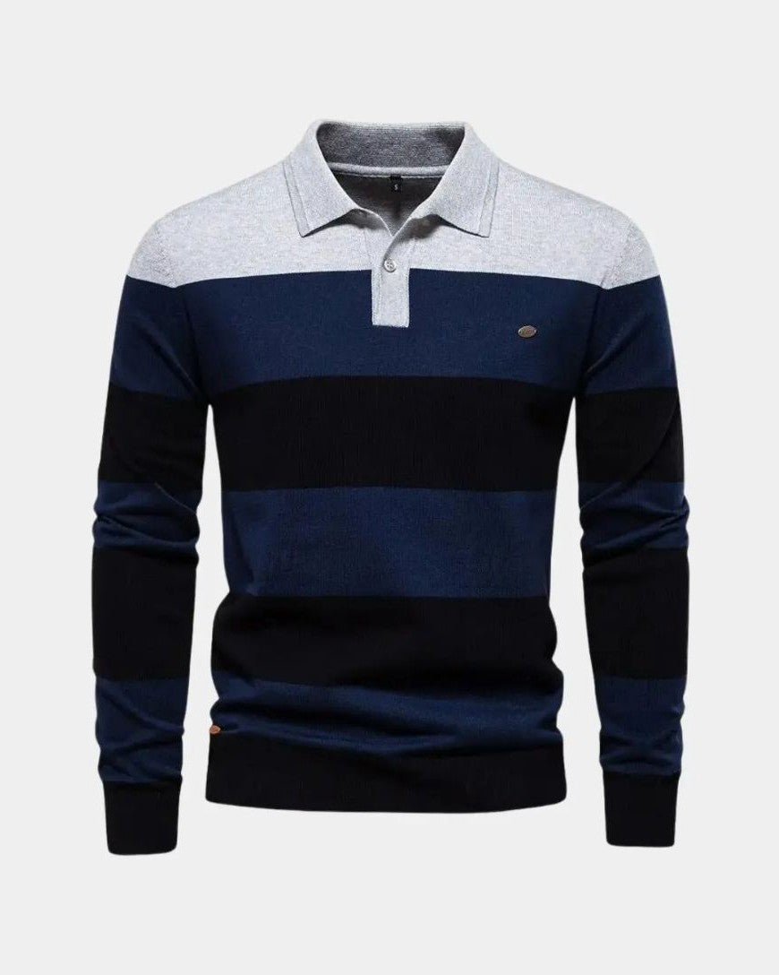 Allan | Striped Long-Sleeve Polo Knit