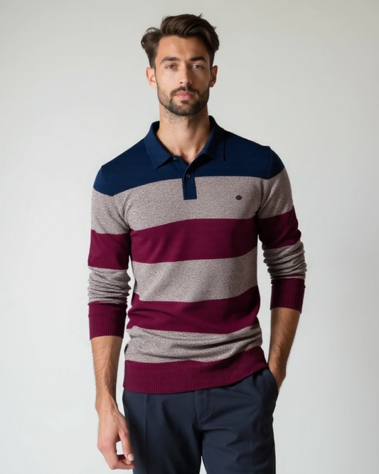 Allan | Striped Long-Sleeve Polo Knit