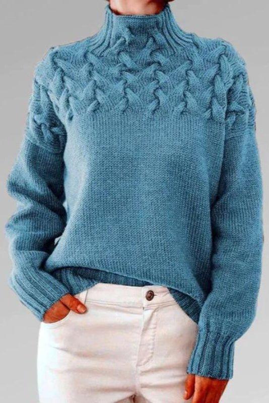 Alma | Brown Cable-Yoke Roll-Neck Jumper