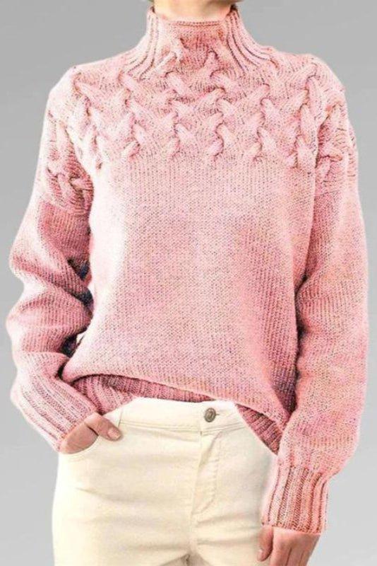 Alma | Brown Cable-Yoke Roll-Neck Jumper