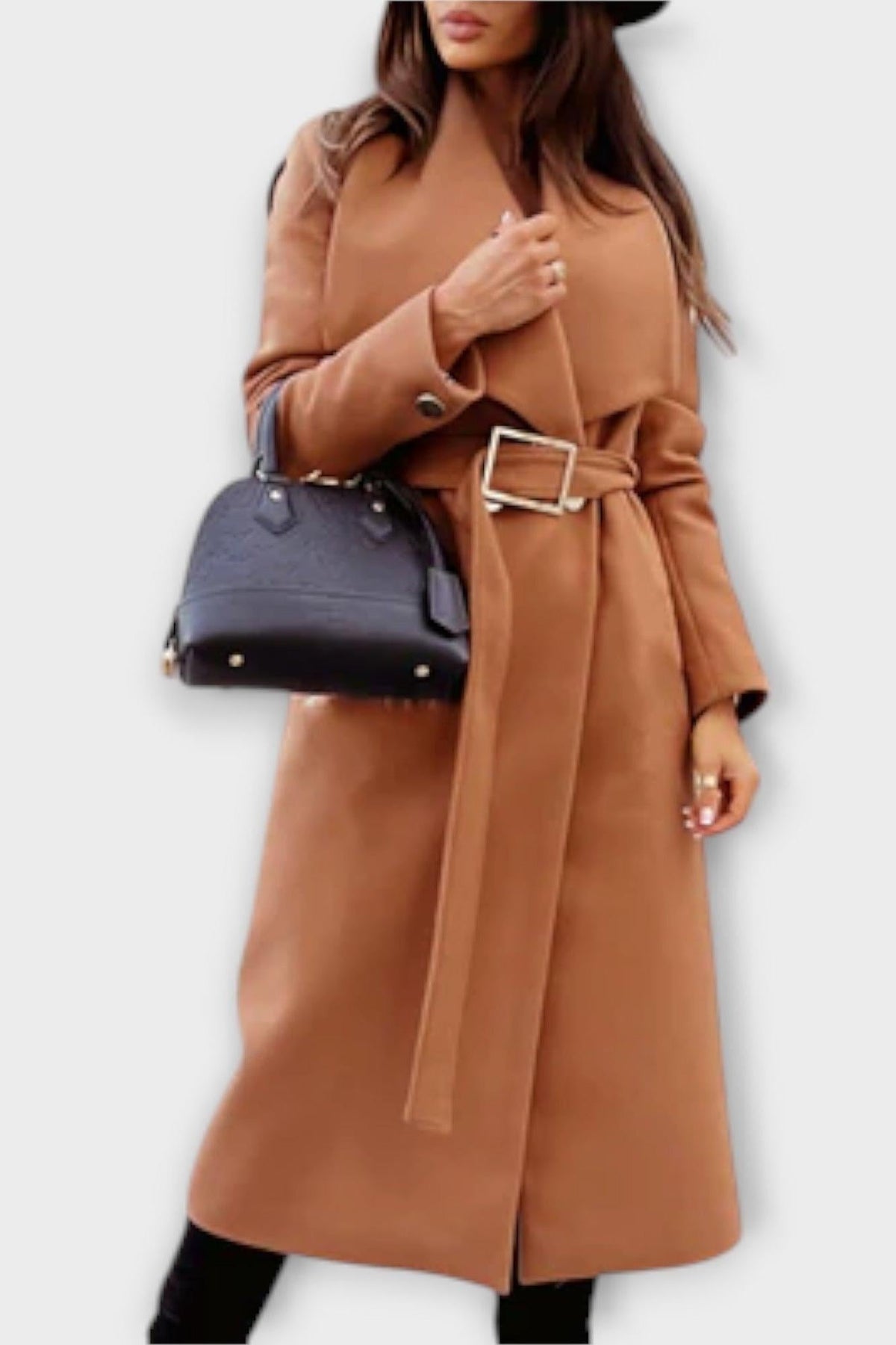 Alma | Black Belted Long Coat